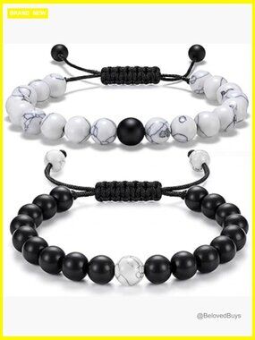 Couples Matching Bracelets Set His Hers Gift Adjustable Stretch Beaded Bracelet